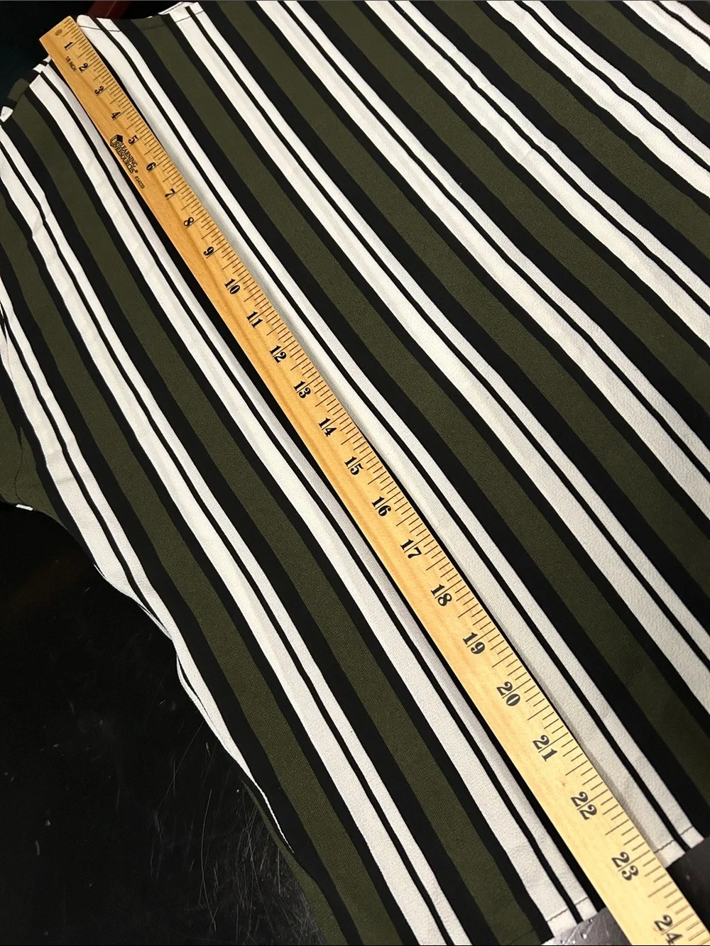 Michael Kors Olive Green Black and White Striped Tie-Front Short Sleeve Top